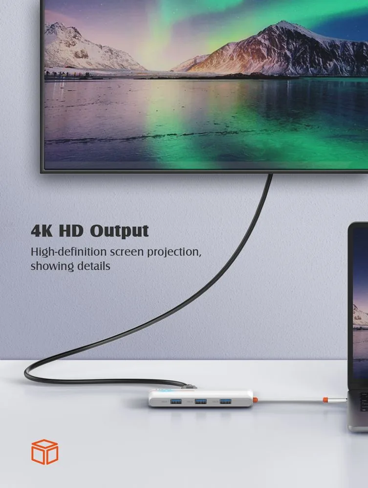 LDNIO docking station DS-26H, 6 θυρών, USB-C σύνδεση, 4K, 100W PD, λευκό — εικόνα 4