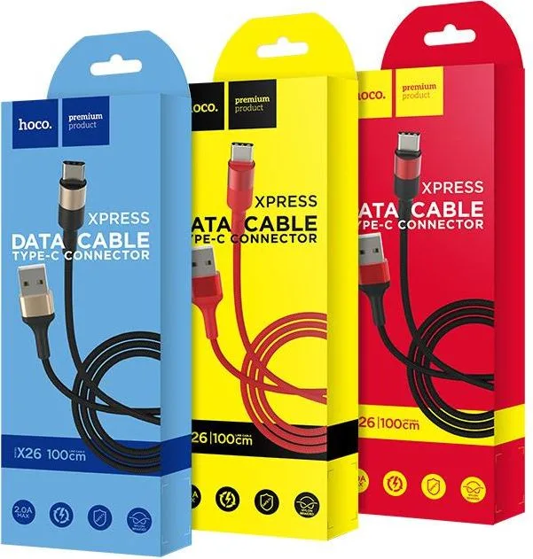 HOCO X26 καλώδιο Type-C φόρτισης & Data 1m, Black - RED — εικόνα 4