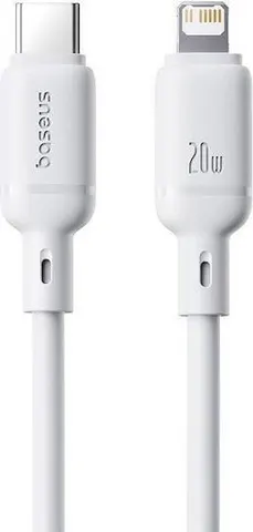 BASEUS Silky Series, καλώδιο ΓΡΗΓΟΡΗΣ φόρτισης Type-C ΣΕ Lightning, 20W, 2m, λευκό