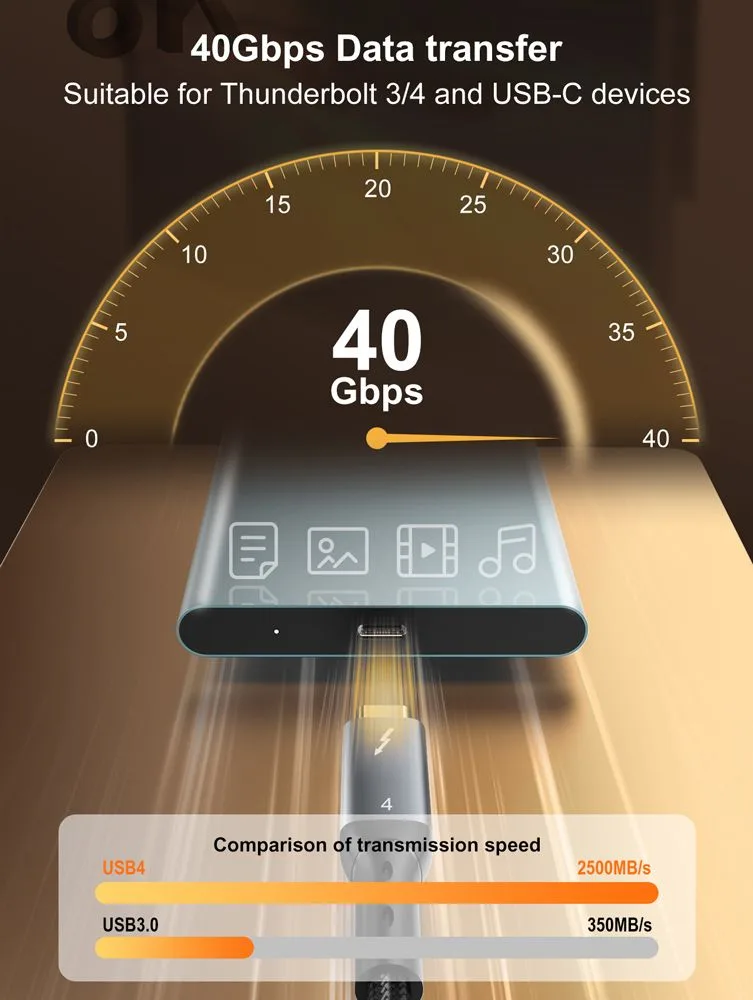 LDNIO καλώδιο USB-C TC-11c, 240W, 40Gbps, 8K/60Hz, 1m, μαύρο — εικόνα 3