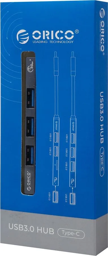 ORICO USB hub AH-13, 4x θυρών, USB 3.0, 5Gbps, USB-C σύνδεση, γκρι — εικόνα 4