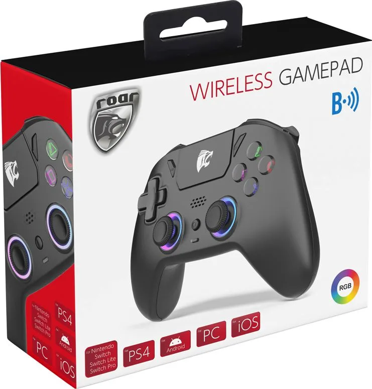 ROAR ασύρματο gamepad RR-0023, Switch/PS4/PC/iOS/Android, Bluetooth, μαύρο — εικόνα 5