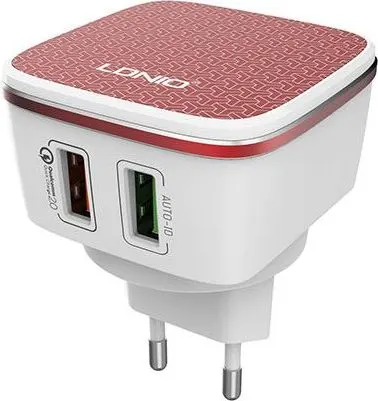 LDNIO A2405Q φορτιστής QC3.0 2 Ports + 1M Lightning Cable, 18W