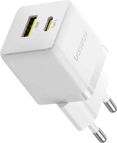 BASEUS Palm, φορτιστής ΓΡΗΓΟΡΗΣ φόρτισης, 2 ΘΥΡΕΣ, 20W, ΛΕΥΚΟΣ
