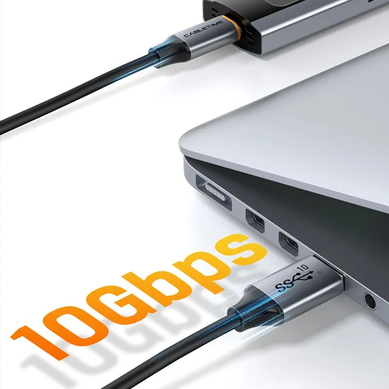 CABLETIME καλώδιο USB-C σε USB CT-AMCMG2, 60W, 10Gbps, 1.5m, μαύρο — εικόνα 3