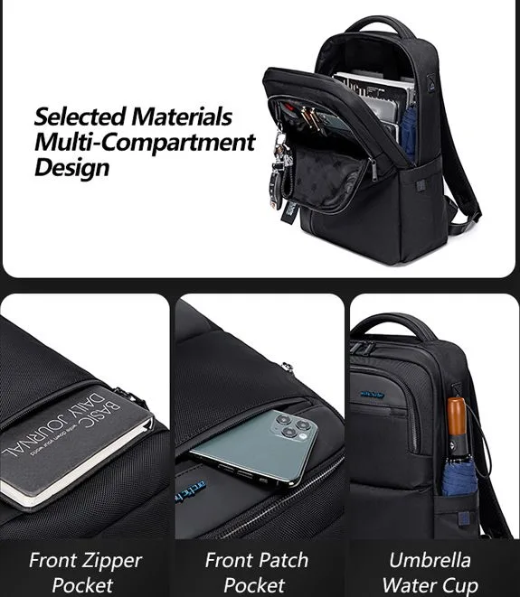 ARCTIC HUNTER τσάντα πλάτης B00477 με θήκη laptop 15.6", 18L, μαύρη — εικόνα 2