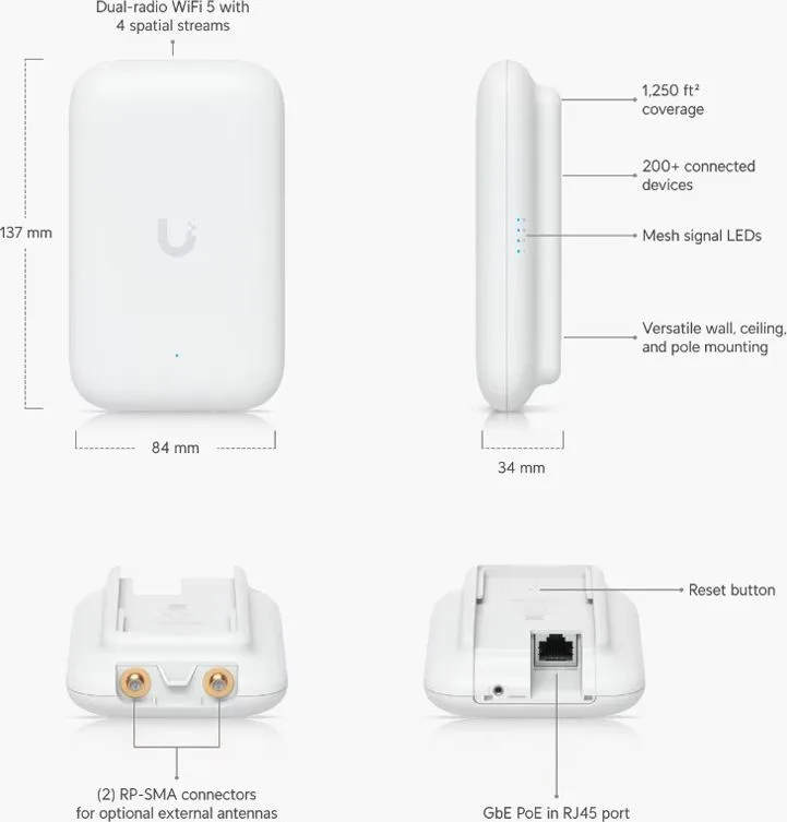 UBIQUITI Access Point UK-ULTRA, WiFi 5, 1167Mbps Dual band, PoE — εικόνα 6