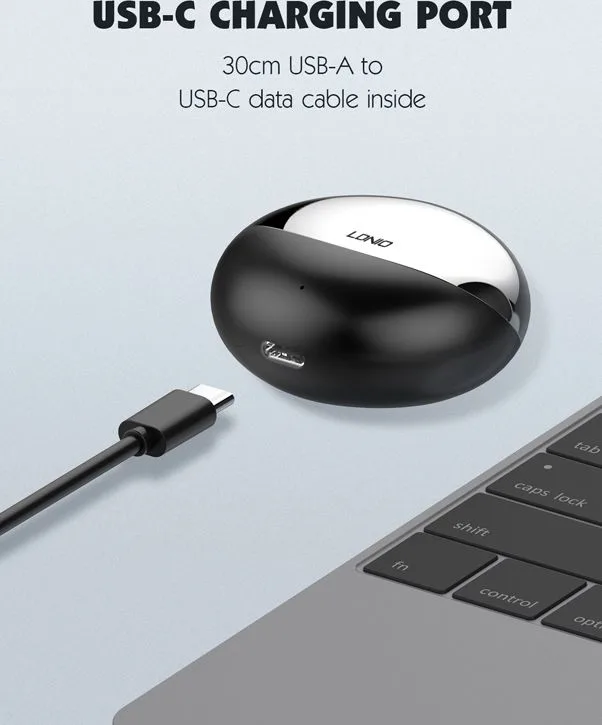 LDNIO earphones με θήκη φόρτισης T01, True Wireless, HiFi, Φ10mm, χρυσά — εικόνα 5