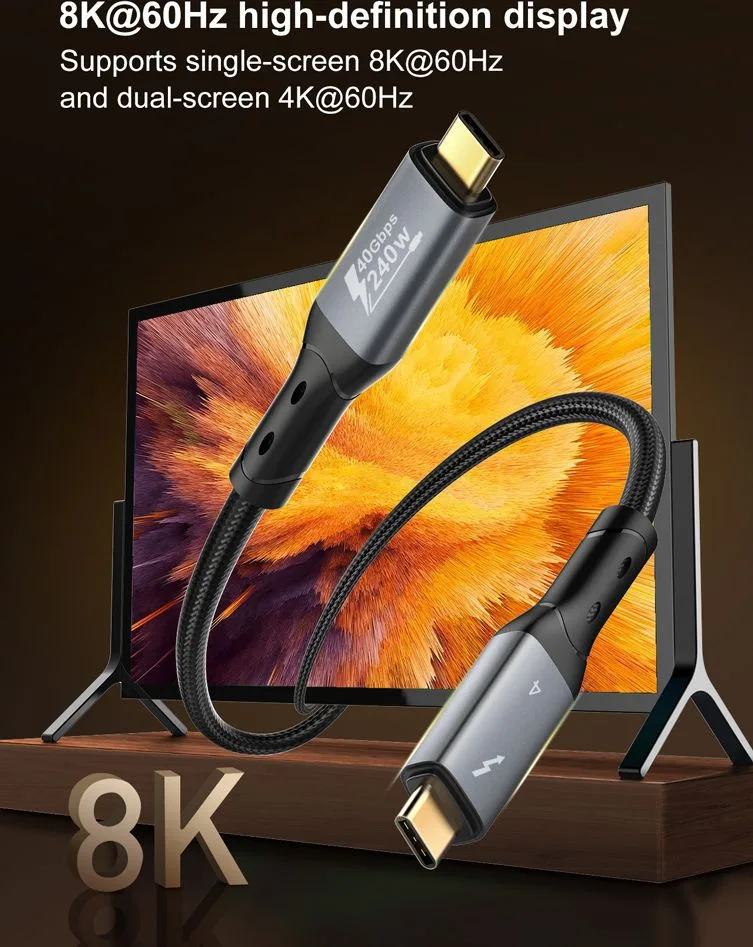 LDNIO καλώδιο USB-C TC-11c, 240W, 40Gbps, 8K/60Hz, 1m, μαύρο — εικόνα 4