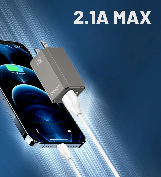 LDNIO καλώδιο Lightning σε USB LS371, 2.1A, 1m, λευκό — εικόνα 2