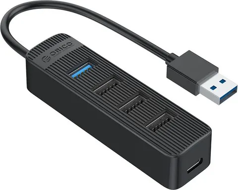 ORICO USB hub TWU32-4A, 4x θυρών, USB 3.0, 5Gbps, USB σύνδεση, έξτρα τροφοδοσία, μαύρο