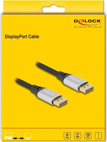 DELOCK καλώδιο DisplayPort 2.1 80633, 16K/60Hz, 40 Gbps, 1m, μαύρο — εικόνα 3