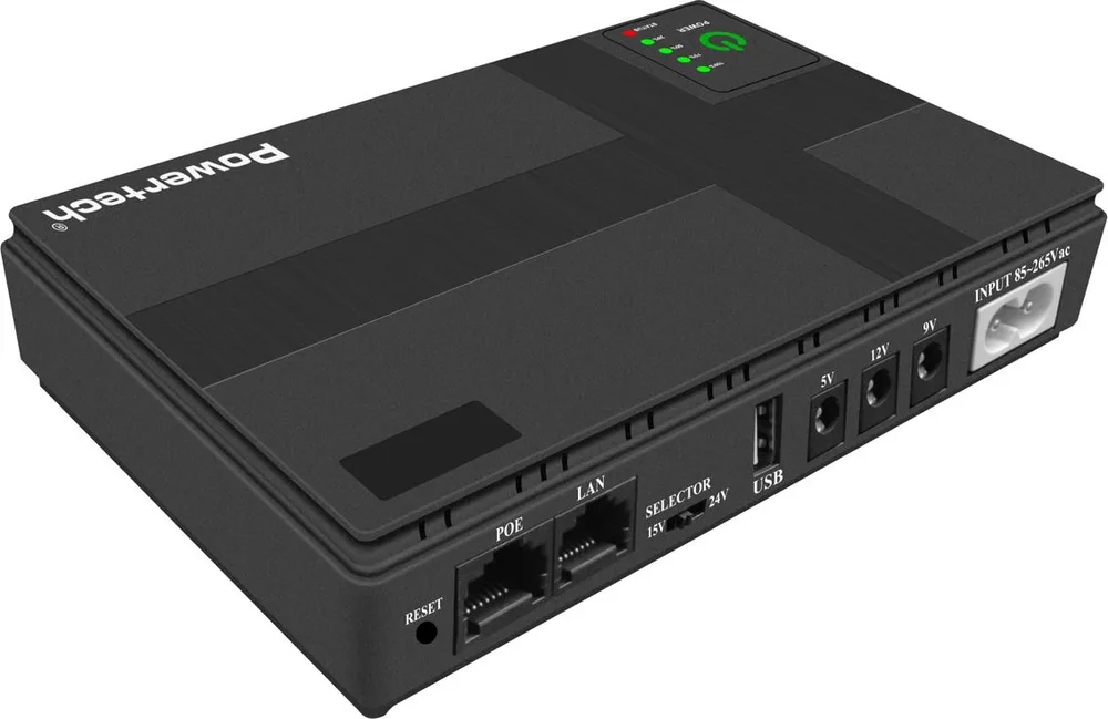 POWERTECH Mini DC UPS PT-1434, 18W, 10400mAh, 3x DC, Usb/lan/poe, μαύρο — εικόνα 3