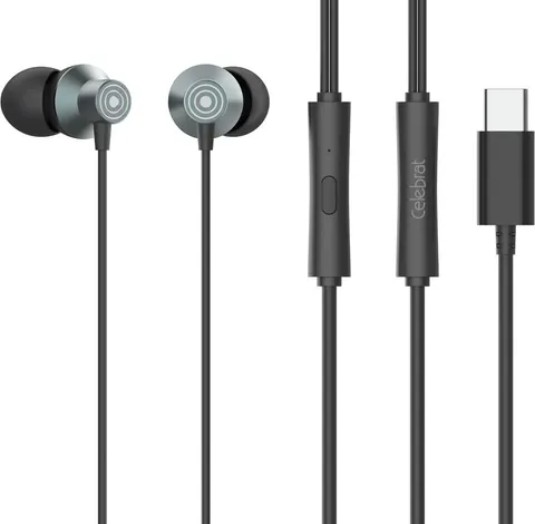 CELEBRAT earphones με μικρόφωνο D15, USB-C σύνδεση, Φ10mm, 1.2m, μαύρα