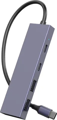 POWERTECH USB hub PTH-110, 4x θυρών, 10Gbps, USB-C σύνδεση, γκρι