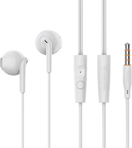 CELEBRAT earphones με μικρόφωνο G34, 3.5mm σύνδεση, 14mm, 1.2m, λευκά