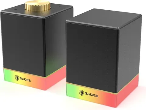 SADES gaming ηχεία Dionsyn με RGB φωτισμό, 2x 5W, Bluetooth & USB-C/USB, μαύρα