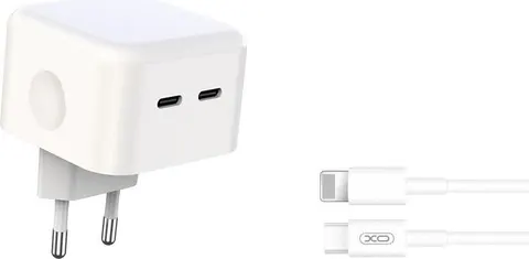 XO L102 φορτιστής, 35W, 2 ΘΥΡΕΣ PD, με καλώδιο Lightning (NB113)
