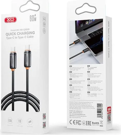 XO NB-Q302B, Shishi Shun Series, καλώδιο ΓΡΗΓΟΡΗΣ φόρτισης, Type-C ΣΕ Lightning, 27W, 1m, μαύρο — εικόνα 2