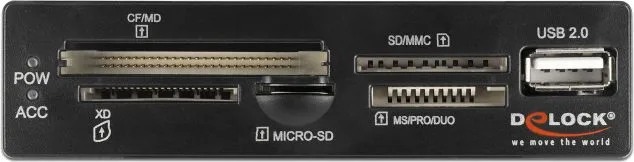 DELOCK USB 9-pin card reader 91708, CF/SD/XD/MS/Micro SD/USB, 3.5" bay — εικόνα 2