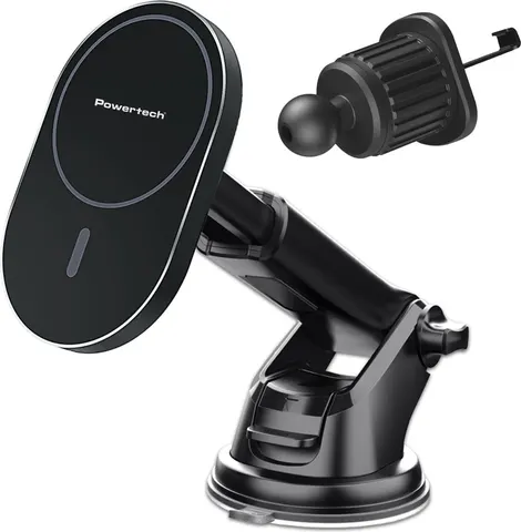 POWERTECH ασύρματος φορτιστής & βάση αυτοκινήτου PT-1241, 15W, μαύρος