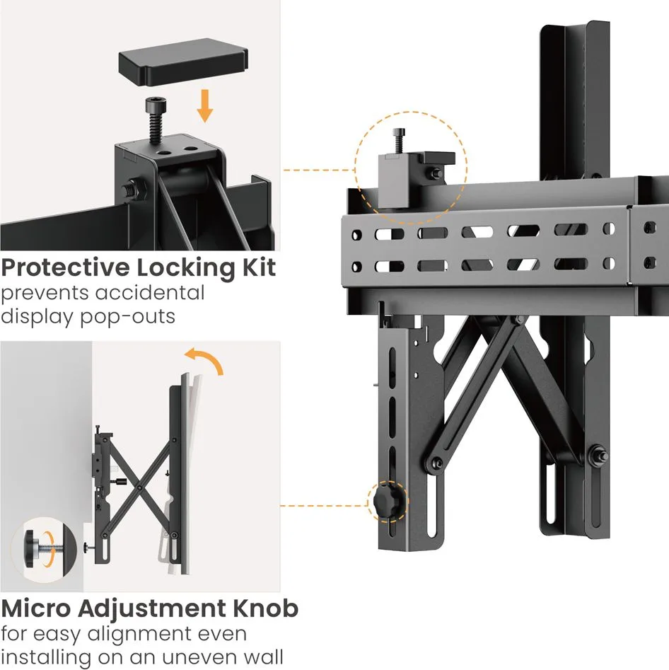BRATECK επιτοίχια βάση τηλεόρασης LVW02E-46T, 37-70", έως 70kg, Pop-Out — εικόνα 6