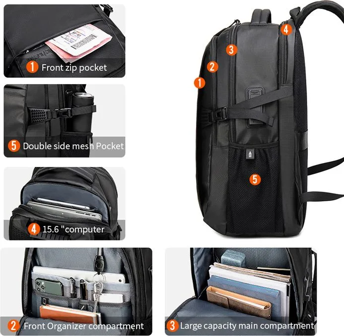 ARCTIC HUNTER τσάντα πλάτης B00388 με θήκη laptop 15.6", USB, 27L, μπλε — εικόνα 2