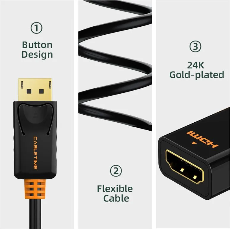 CABLETIME αντάπτορας DisplayPort σε HDMI CT-AV586-01G4K, 4K/30Hz, μαύρος — εικόνα 3