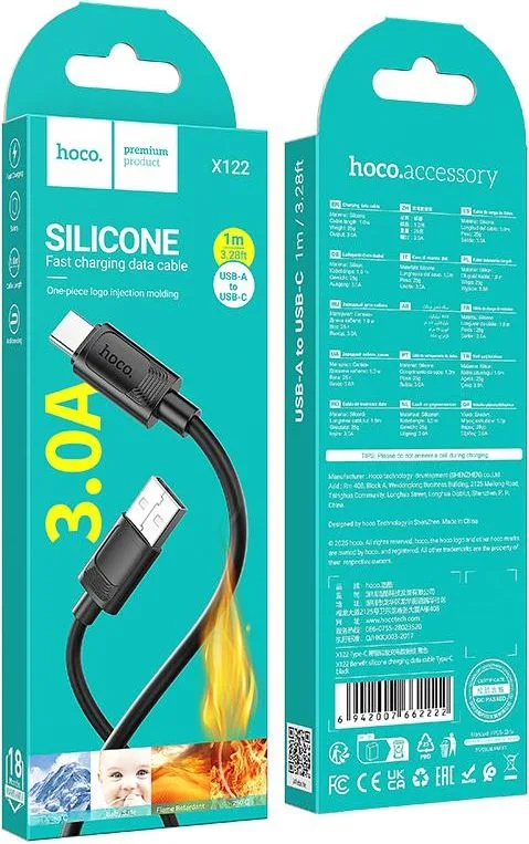 HOCO X122 Benefit καλώδιο φόρτισης, 1m, μαύρο — εικόνα 2