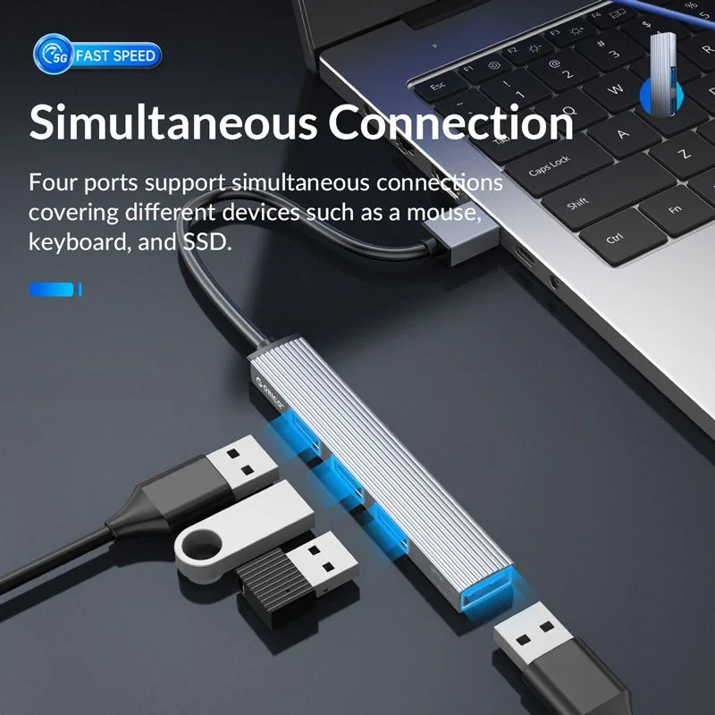 ORICO USB hub AH-A13, 4x θυρών, USB 3.0, 5Gbps, USB σύνδεση, γκρι — εικόνα 2