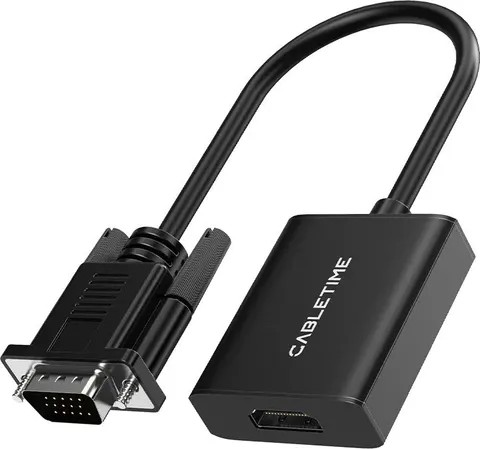 CABLETIME αντάπτορας VGA σε HDMI CT-AV582-VGAH με 3.5mm & micro USB, 1080p/60Hz, μαύρος