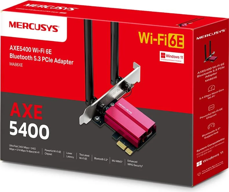 MERCUSYS κάρτα δικτύου MA86XE, AXE5400, Wi-Fi 6E, Bluetooth, PCIe, V.2.0 — εικόνα 6