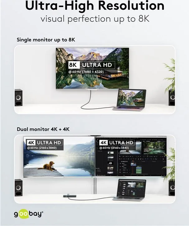 GOOBAY καλώδιο USB-C 74193, USB4, 100W, 40Gbps, 8K/60Hz, 2m, μαύρο — εικόνα 4