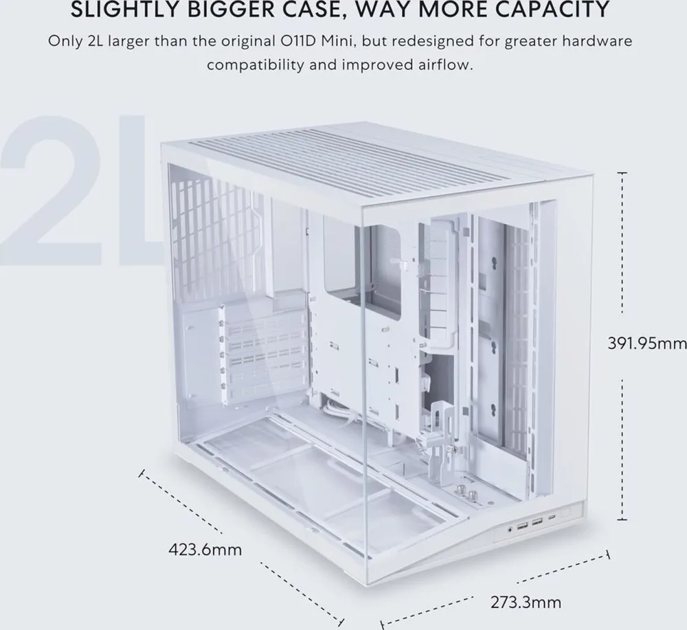 LIAN LI O11D Mini V2 White - ATX PC Gaming Case - Improved Airflow - GPU Support Bracket — εικόνα 4