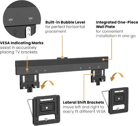 BRATECK επιτοίχια βάση τηλεόρασης LED-1944, 32-65", έως 75kg, ultra slim, fixed — εικόνα 3
