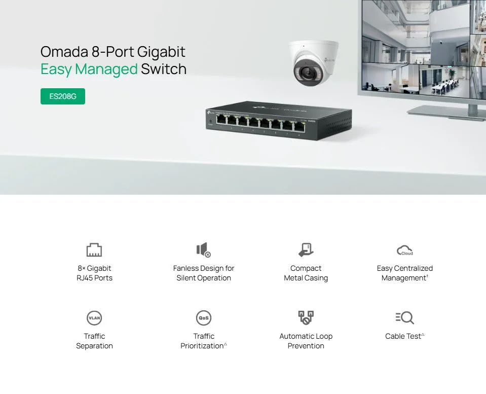 TP-LINK easy managed switch ES208G, 8x Gigabit θύρες, V1.0 — εικόνα 2