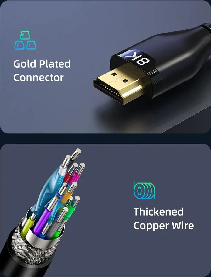CABLETIME καλώδιο HDMI 2.1 CT-HM8K με Ethernet, 8K/60Hz, 48 Gbps, 2m, μαύρο — εικόνα 5
