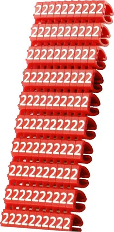 POWERTECH Clip αρίθμησης καλωδίου Νο 2, Red, 10τεμ.