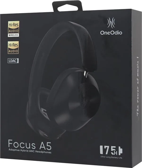 ONEODIO headphones Focus A5, ενσύρματα & ασύρματα, Hybrid ANC, 40mm, 600mAh, μαύρο — εικόνα 9