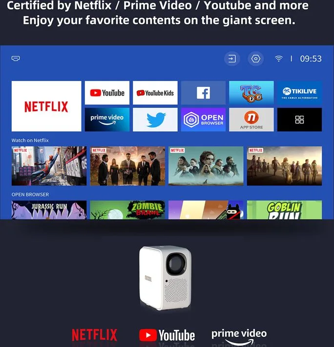 MECOOL smart βιντεοπροβολέας KP2, 1080p FHD, 600 ANSI, Wi-Fi, λευκός — εικόνα 7