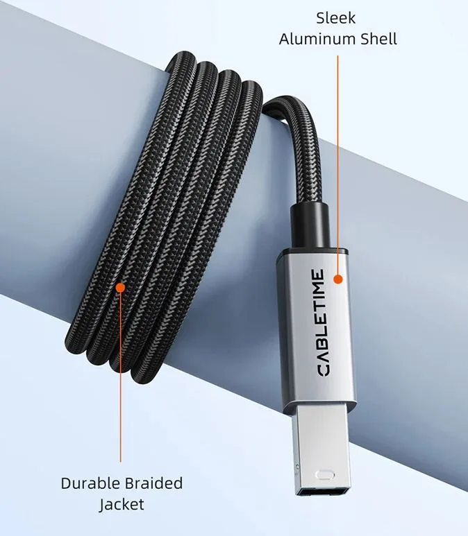 CABLETIME καλώδιο USB-C σε USB Type B CT-CMBM1, 480Mbps, 1.5m, μαύρο — εικόνα 3
