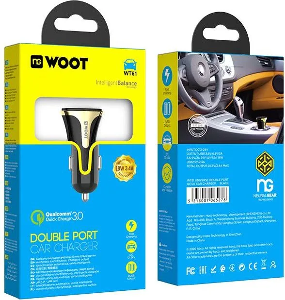 NG Woot WT61 CAR Charger QC3.0 18W, 2 ΘΥΡΕΣ — εικόνα 2