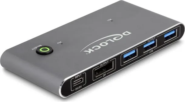 DELOCK DisplayPort KVM switch 18646 με 4x θύρες USB 5Gbps, 8K/30Hz, γκρι — εικόνα 2