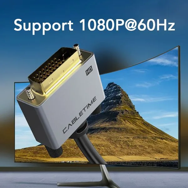 CABLETIME καλώδιο HDMI σε DVI PH241G, 1080p/60Hz, 1m, μαύρο — εικόνα 2
