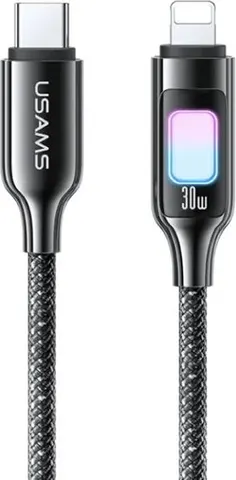 USAMS καλώδιο Lightning σε USB-C SJ749, 30W, 480Mbps, 1.2m, μαύρο