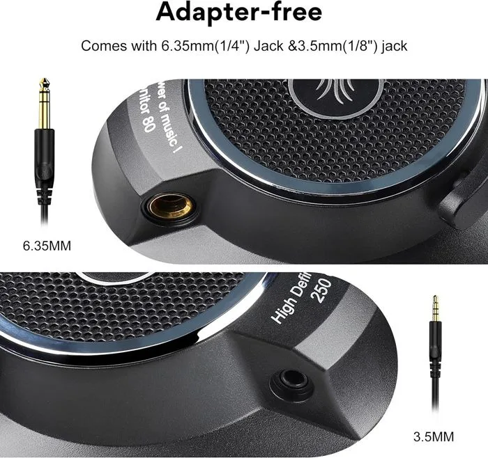 ONEODIO headset Monitor 80, 6.35mm & 3.5mm σύνδεση, Hi-Res, 40mm, μαύρο — εικόνα 5