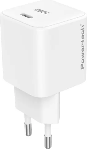 POWERTECH φορτιστής τοίχου PT-1612, USB-C, 100W, GaN, AVS, λευκός