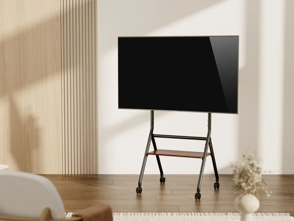 BRATECK βάση τηλεόρασης δαπέδου TTF13E-46FW, 37-86", έως 80kg, με ράφι & ροδάκια — εικόνα 2