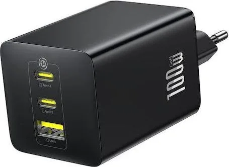 BASEUS Enerfill FE22, φορτιστής τοίχου, 2X Type-C + 1X USB-A, 100W, Cosmic Black — εικόνα 3