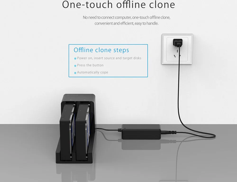 ORICO docking station για 2.5" ή 3.5" SATA HDD/SSD 6528US3-C, 2 θέσεων, 5Gbps, clone function, μαύρο — εικόνα 5